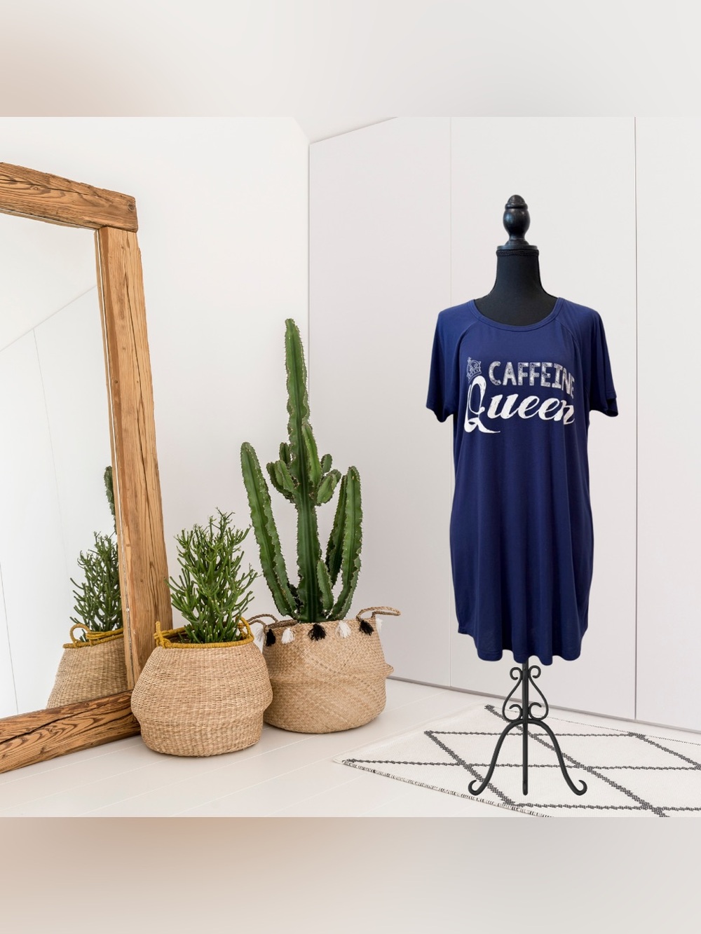 Cozy Zoe Short Sleeve Caffeine Queen Pajama Sleep Dress